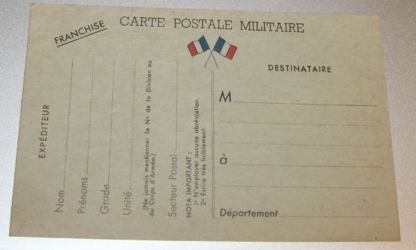 carte postale militaire